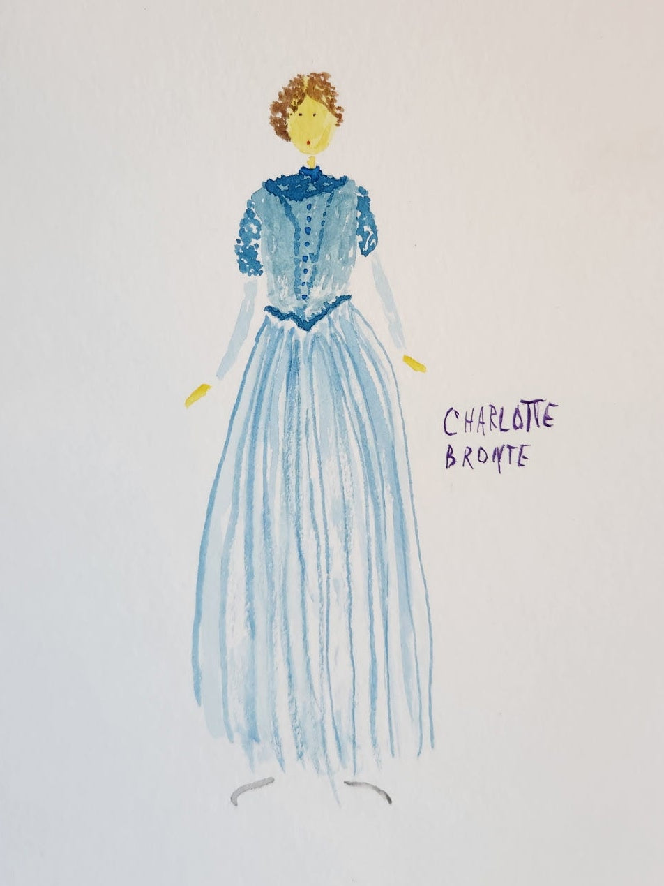 Charlotte Brontë ORIGINAL watercolor painting  5x7