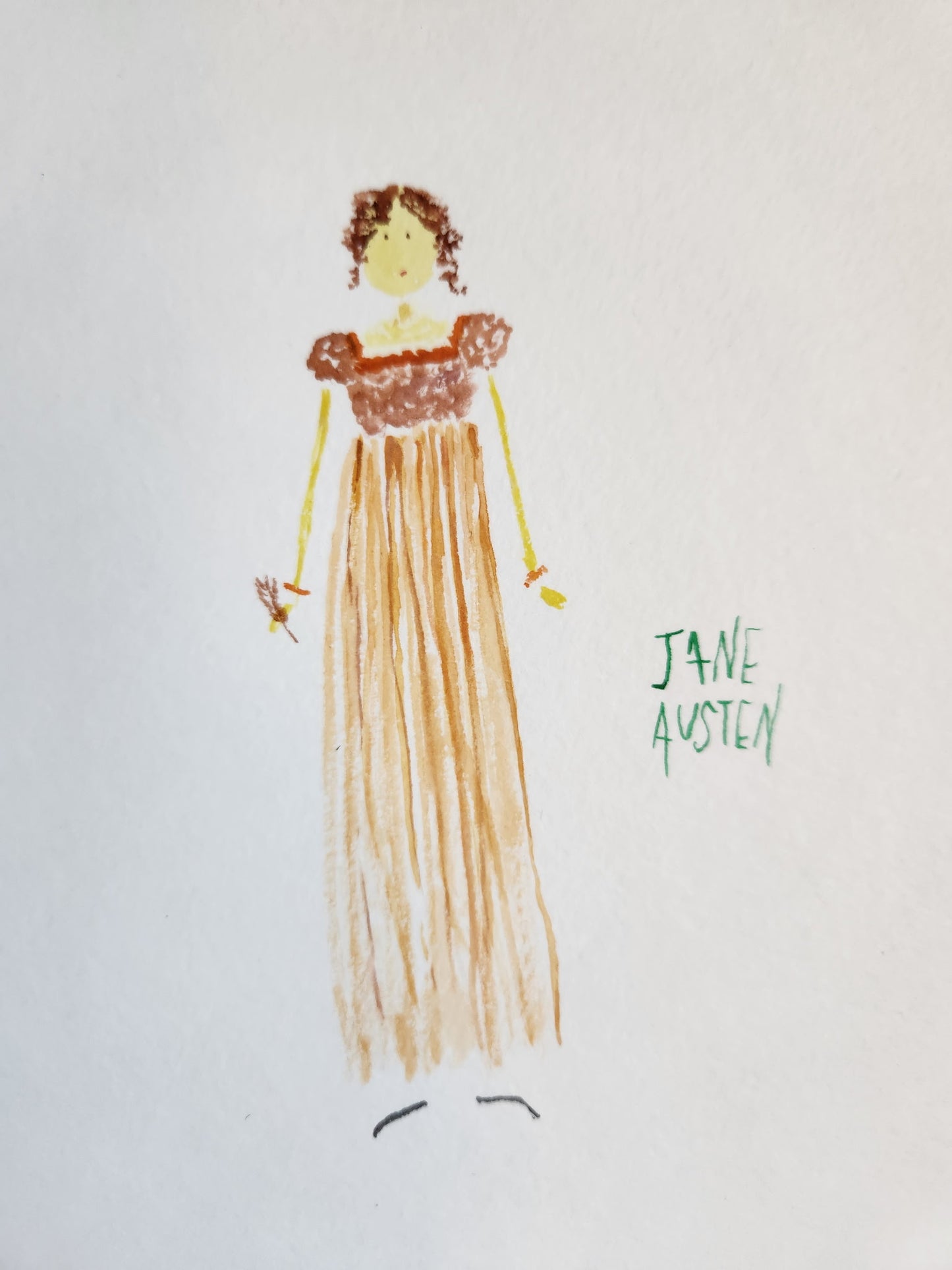 Jane Austen ORIGINAL watercolor painting  5x7