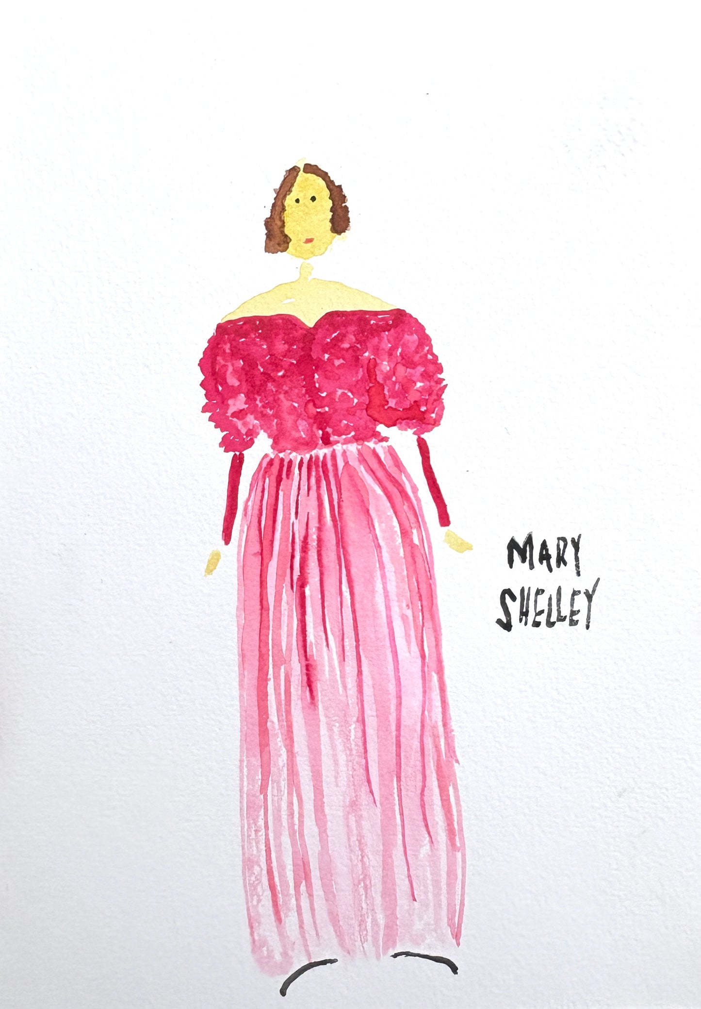 Mary Shelley ORIGINAL watercolor painting  5x7