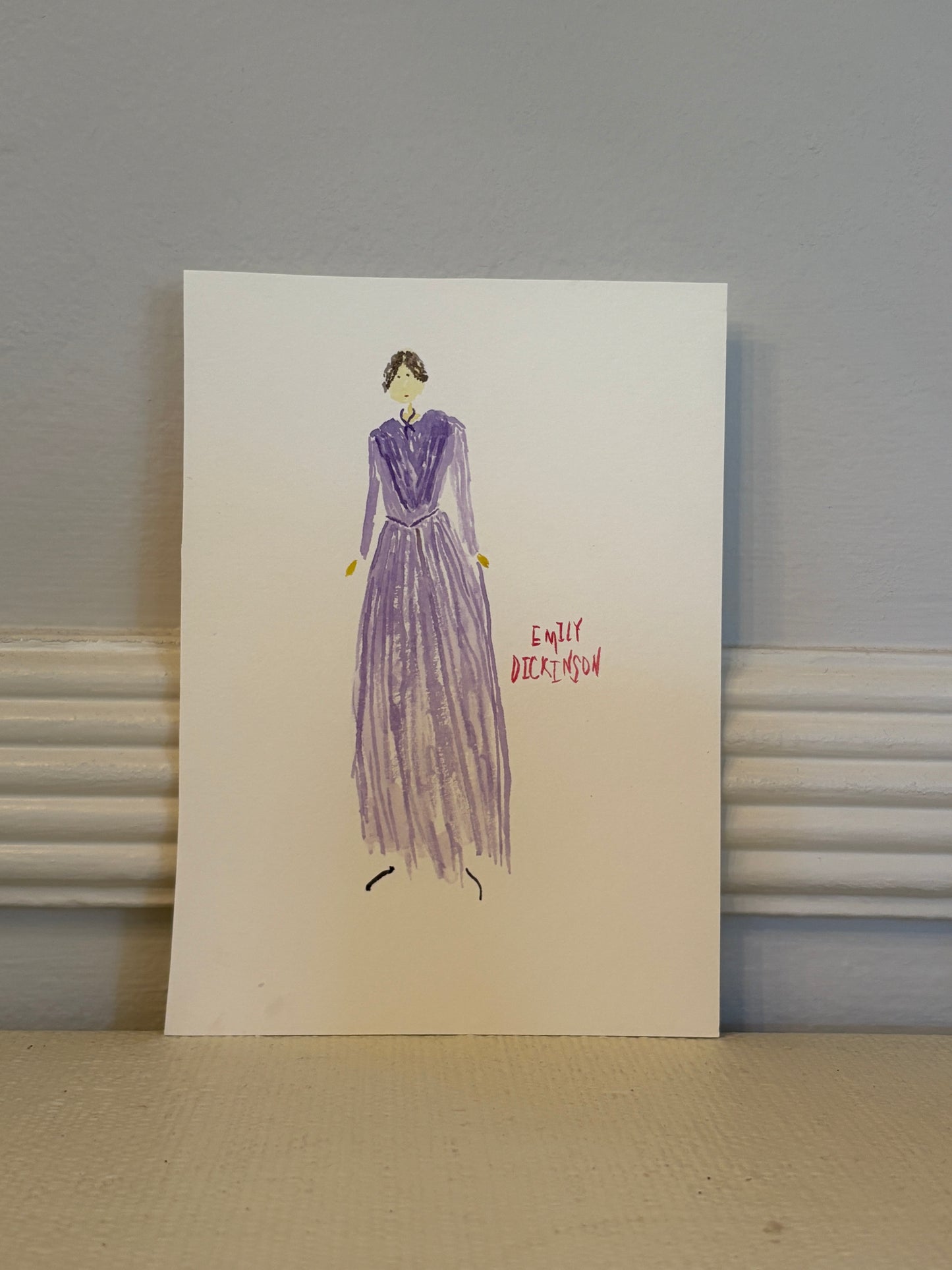 Emily Dickinson ORIGINAL watercolor painting  5x7
