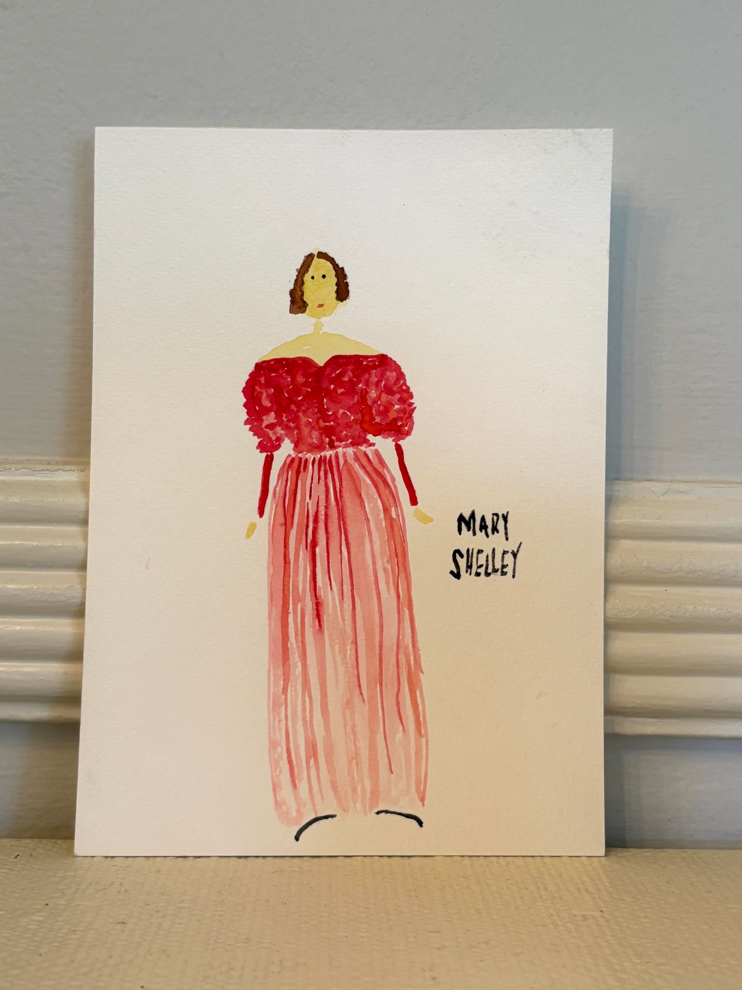 Mary Shelley ORIGINAL watercolor painting  5x7